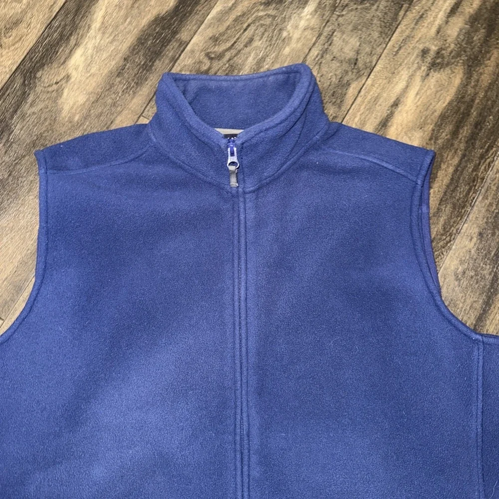 LANDS END Fleece Full-Zip Vest Zip Pockets Thermacheck‎ Navy Blue Men's Size M